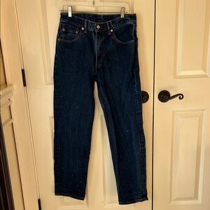 Classic Dark Blue Men's Straight Levi Strauss Jeans Size 32w x 32l